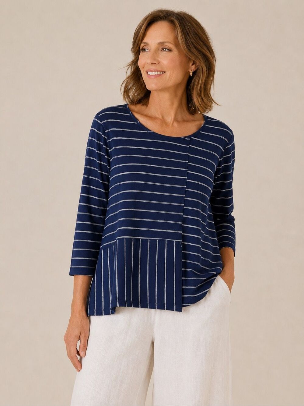 Habitat Clothes to Live In 100% Cotton Striped Shirt Size Large Navy Blue